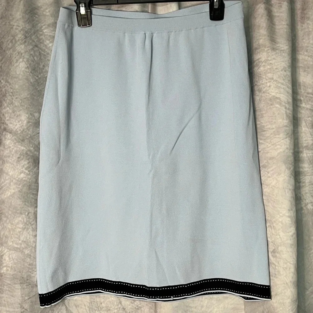 Grace Dane Lewis Baby Blue and Black Vintage Pencil Skirt - size Large - Picture 2 of 6